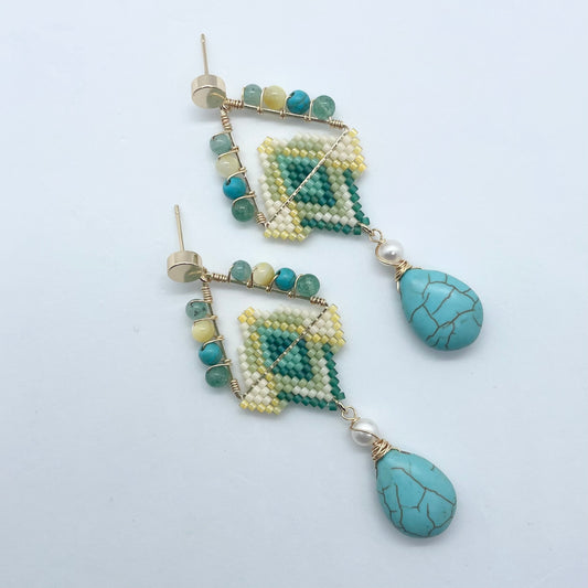 Fairuz  Beaded Triangle Earrings