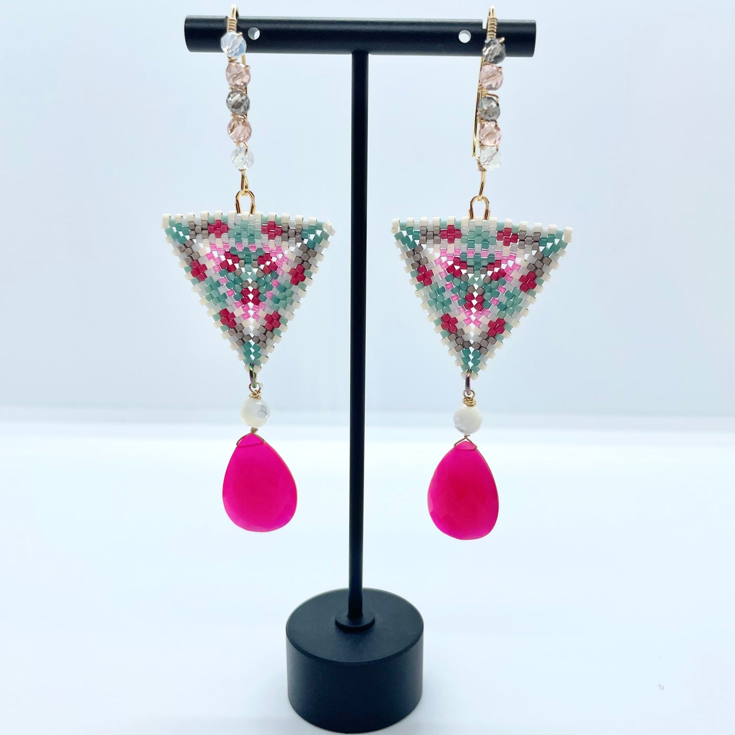 Phoebe Beaded triangle earrings