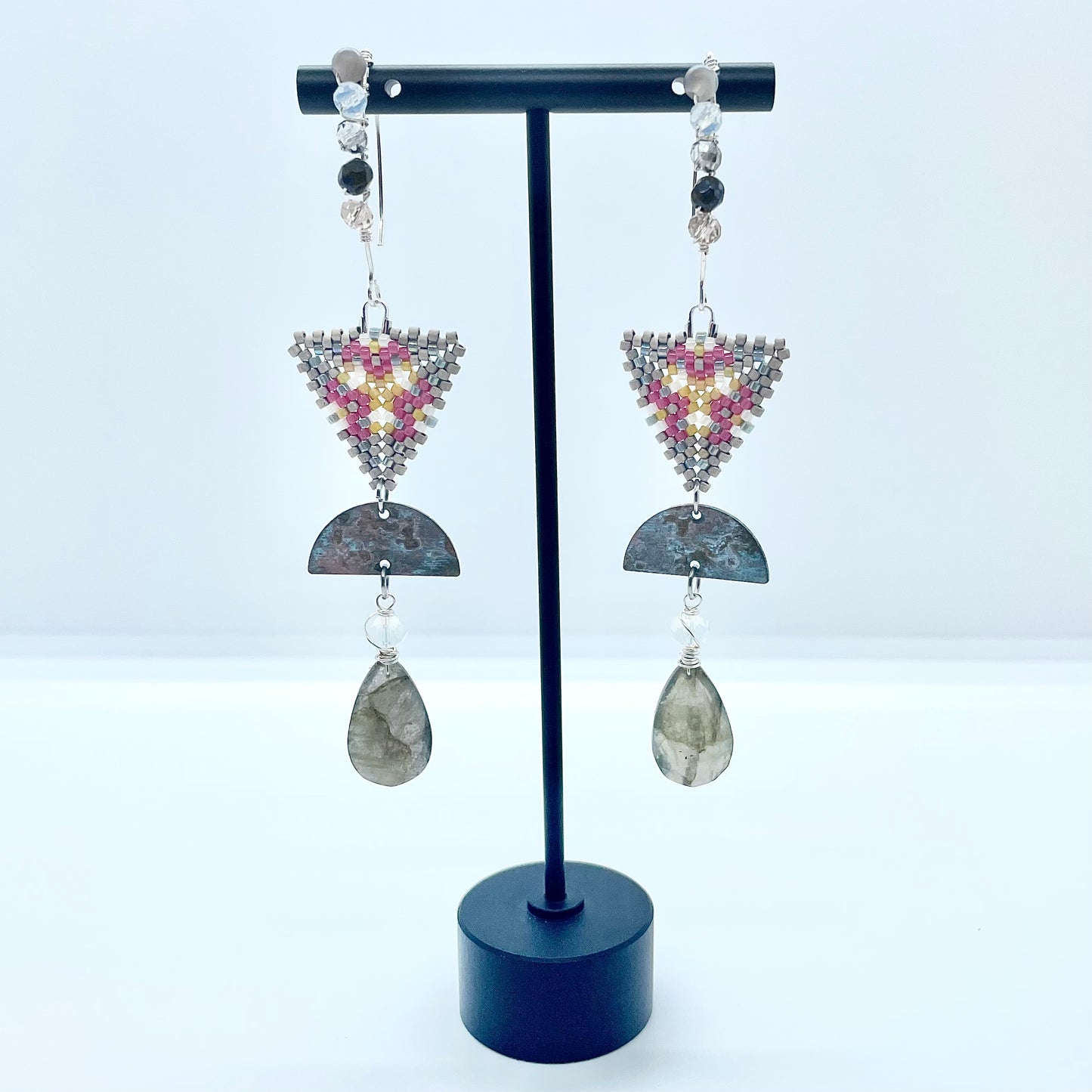 Selene Beaded triangle earrings